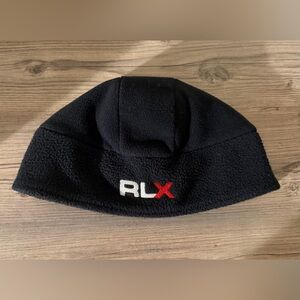 Vintage Ralph Lauren RLX Logo Polo Sport Mens Beanie Skull Cap Black Fleece